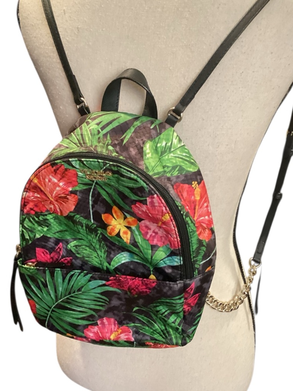 Victoria's Secret Tropic Jetsetter Mini Backpack‎ Gold Chain Accent Straps